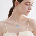 wholesale 925 Sterling Silver Blue Crystal Butterfly Pendant Necklace for Women-0-3