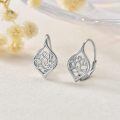 wholesale 925 Sterling Silver Lotus Drop Earrings White Gold Plated Teardrop Dangle Jewelry For Women-0-1