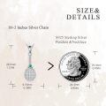 wholesale 925 Sterling Silver Tennis Racket Pendant Necklace With Green Crystal Platinum Plated-0-3