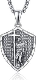 wholesale 925 Sterling Silver Guardian Angel Shield Pendant Necklace with Chain for Women and Men Religious-0-0