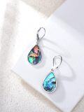 wholesale 925 Sterling Silver Flamingo Teardrop Abalone Shell Drop Earrings  for Women Girls-0-3