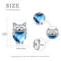wholesale 925 Sterling Silver Blue Heart Cat Stud Earrings - Adorable Kitty  for Her-0-3