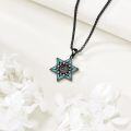 wholesale 925 Sterling Silver Turquoise Stone Star of David AA Sobriety Pendant Necklaces for Women Men Judaic Gift-0-2