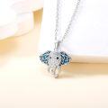 wholesale 925 Sterling Silver Blue Turquoise Crystal Elephant Pendant Necklace for Women Gifts-0-2