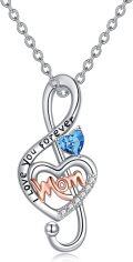 wholesale 925 Sterling Silver Heart-Shaped Blue Crystal I Love You Forever Pendant for Mom - Mothers Day Gifts-0-0