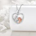 wholesale 925 Sterling Silver Horse Girl Heart Pendant Necklace Rose Gold Plated Cubic Zirconia-0-1