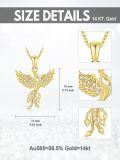 TOUPOP 14K Gold Crystal Phoenix Necklace 16" For Women-0-2