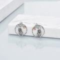 wholesale 925 Sterling Silver Owl Tree Branch Dangle Drop Earrings with Rose Gold Ball Stones for Women Girls Mom Daughter Gift-0-1