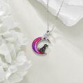 wholesale 925 Sterling Silver Purple Enamel Crescent Moon with Black Dog Pendant Necklace for Women's Gifts-0-4