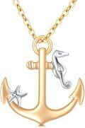 wholesale 14K Gold Sea Horse Starfish Anchor Necklace Pendant Set for Her-0-0