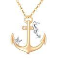wholesale 14K Gold Sea Horse Starfish Anchor Necklace Pendant Set for Her-0-0