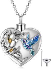 wholesale 925 Sterling Silver Sunflower Moon Hummingbird Turtle Cremation Urn Necklace for Ashes-Hummingbird
