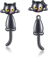 wholesale 925 Sterling Silver Black Cat Stud Earrings for Women Animal Lover Gifts-Black cat