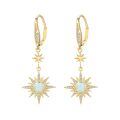wholesale 925 Sterling Silver Gold-Plated Moonstone & Opal Starburst Leverback Drop Earrings-0-6