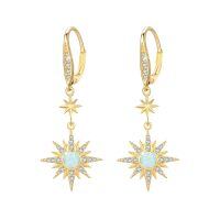 wholesale 925 Sterling Silver Gold-Plated Moonstone & Opal Starburst Leverback Drop Earrings-Gold Opal
