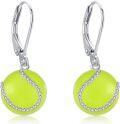wholesale 925 Sterling Silver Tennis Ball Dangle Earrings for Women's Sport Gift-0-0