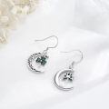 wholesale 925 Sterling Silver Moon & Green Crystal Shamrock Drop Earrings Irish Jewelry-0-2