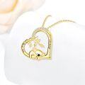 wholesale 925 Sterling Silver Gold Plated Koala Heart Pendant Necklace with Cubic Zirconia and Engraved I Love You & Forever 925 Sterling Silver  for Women-0-2