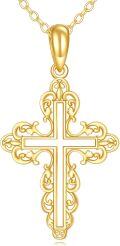 wholesale 14K Gold Hollow Out Ornate Cross Pendant Necklace for Women Gifts-0-0