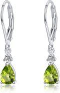 wholesale 925 Sterling Silver Peridot Teardrop Dangle Earrings with Cubic Zirconia and Leverbacks for Women-0-0