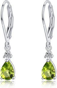wholesale 925 Sterling Silver Peridot Teardrop Dangle Earrings with Cubic Zirconia and Leverbacks for Women-Peridot