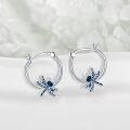 wholesale 925 Sterling Silver Blue Enamel Dragonfly Hoop Earrings - Birthday Gift for Her-0-3