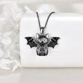 wholesale 925 Sterling Silver Black Enamel Bat Pendant Necklace Gothic Halloween Jewelry for Women-0-4