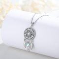 wholesale 925 Sterling Silver Moonstone & Turquoise Dreamcatcher Feather Pendant Necklace-0-1