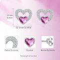 wholesale 925 Sterling Silver Pink Heart Earrings-0-4