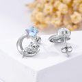 wholesale 925 Sterling Silver Cat Moon Star Stud Earrings Hypoallergenic  for Women-0-3