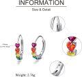 wholesale 925 Sterling Silver Multi-Color Heart-Shaped Rainbow Stone Huggie Hoop Earrings for Women-0-4