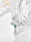 wholesale S925 Sterling Silver White Gold Plated Claddagh Heart Hands Crown Pendant Necklace Irish Love Friendship Loyalty Gift for Women-0-2
