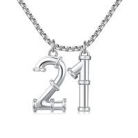 wholesale 925 Sterling Silver Number Pendant Necklaces - Unique s for Him (Birthday)-21