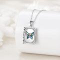wholesale 925 Sterling Silver Butterfly Abalone Shell Photo Locket Pendant Necklace for Women Girls Gifts 43cm Chain Length-0-3
