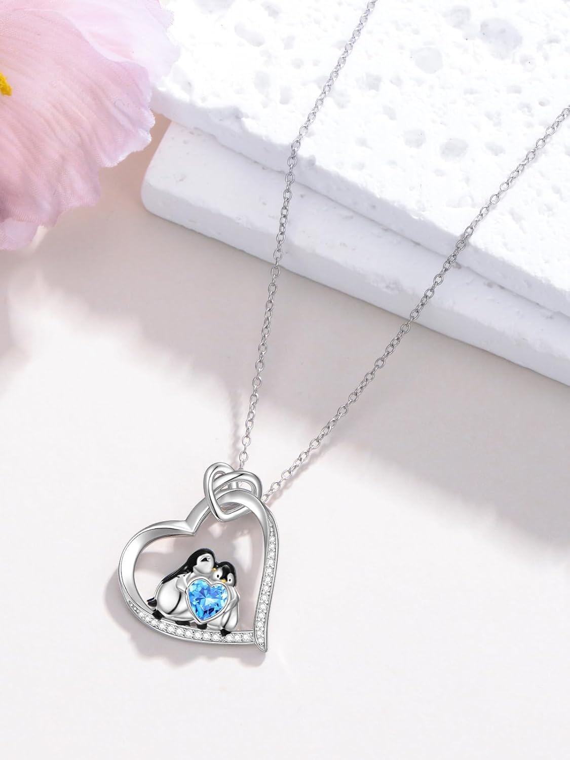 Sterling Silver Snowflake Christmas Tree Snowman Reindeer Penguin Pendant Necklace-0-3