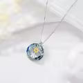 TOUPOP Sterling Silver Blue Crystal Celtic Tree Of Life Pendant Necklace-0-4