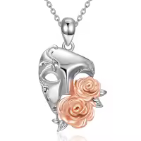 wholesale 925 Sterling Silver Mask & Roses Pendant Theatre Themed Necklace for Women Gifts in Box-Opera Rose-3