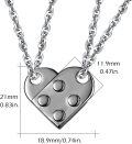 wholesale 925 Sterling Silver Heart-Shaped Lego Brick Pendant Necklaces for Couples or BFFs - Matching Jewelry Sets of Two Chain Pendants-0-1