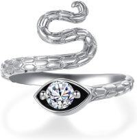 wholesale 925 Sterling Silver Adjustable Snake Band Ring Jewelry Gift for Women-04 Apr - Simulated Diamond