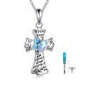 wholesale 925 Sterling Silver Blue Crystal Cross Memorial Keepsake Pendant Necklace with Funnel and Spatula Set-0-0