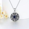 wholesale 925 Sterling Silver Round Blue Stone Floral Filigree Picture Frame Pendant Necklaces Gifts for Women-0-3