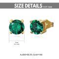 wholesale 14K Gold Round Cut Green Emerald Flower Stud Earrings with Pushbacks for Women - Elegant Set-0-5