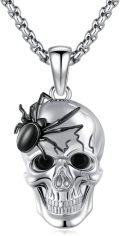 wholesale 925 Sterling Silver Gothic Spider Skull Pendant Necklace  Punk Skeleton Jewelry for Men & Women-0-0