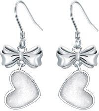 wholesale TOUPOP Bow Knot Heart Dangle Earrings For Women S925 Sterling Silver Dainty Butterfly Bow Drop Earrings Birthday Jewelry Gifts For Sister Friend Mom -undefined