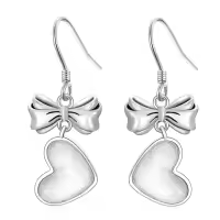 TOUPOP Sterling Silver Butterfly Bow Knot Heart Dangle Earrings-undefined