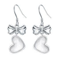 TOUPOP Sterling Silver Butterfly Bow Knot Heart Dangle Earrings-undefined