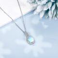 wholesale 925 Sterling Silver Dolphin & Snake Design Blue Moonstone Teardrop Pendant Necklace for Women-0-1