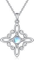 wholesale 925 Sterling Silver Moonstone Onyx Obsidian Witch's Knot Pendant Necklace-0-0