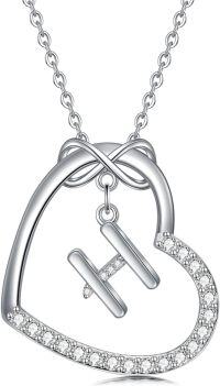 wholesale Sterling Silver Heart Initial Necklace Infinity A Z Letter Necklaces for Women-H