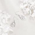 wholesale 925 Sterling Silver Heart-Shaped Paw Print and Rose Gold Love Charm Dangle Earrings for Cat Lovers-0-2